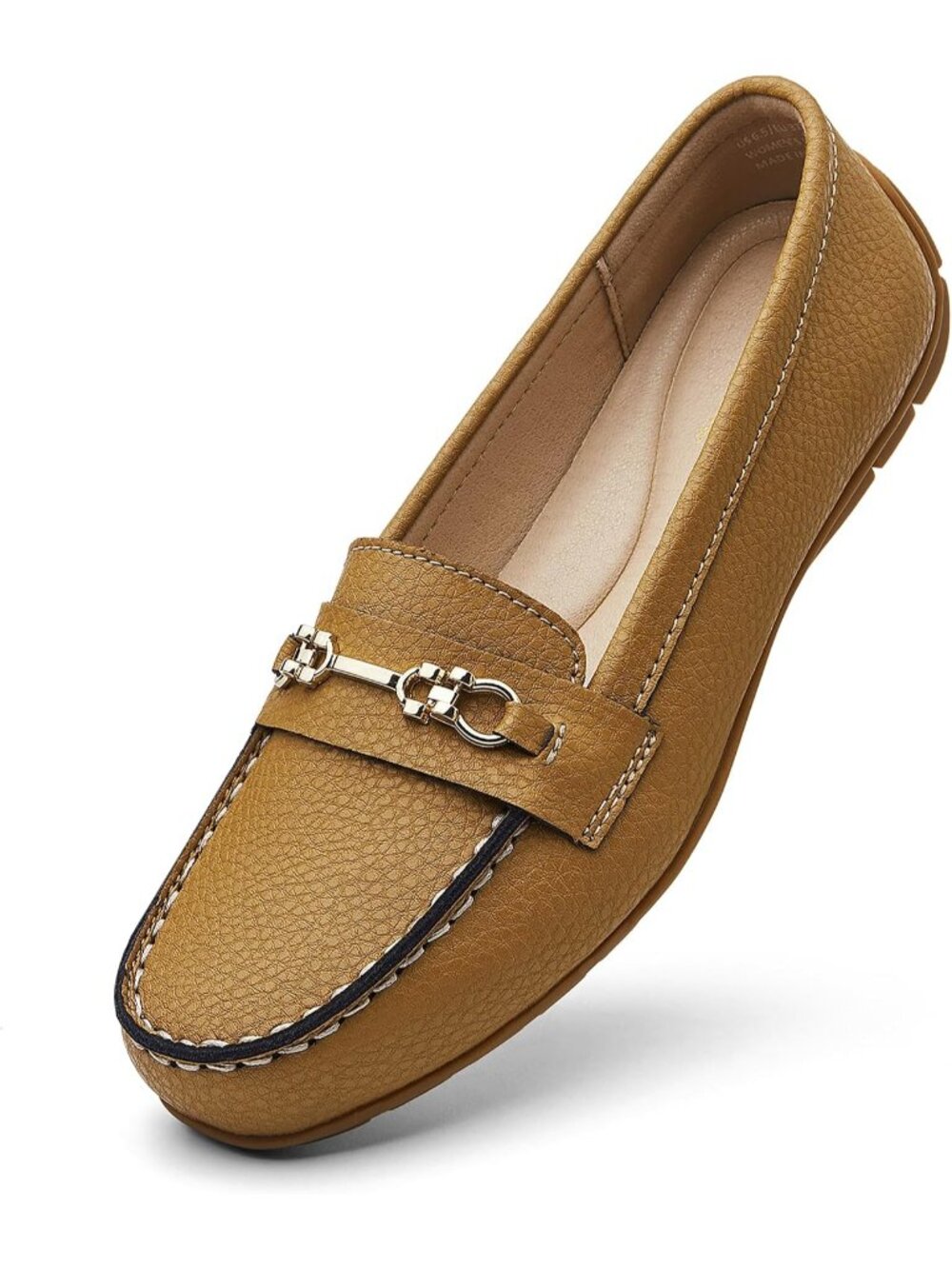 Women's Brown Leather Comfortable & Lightweight Loafers Slip On Dress Shoes